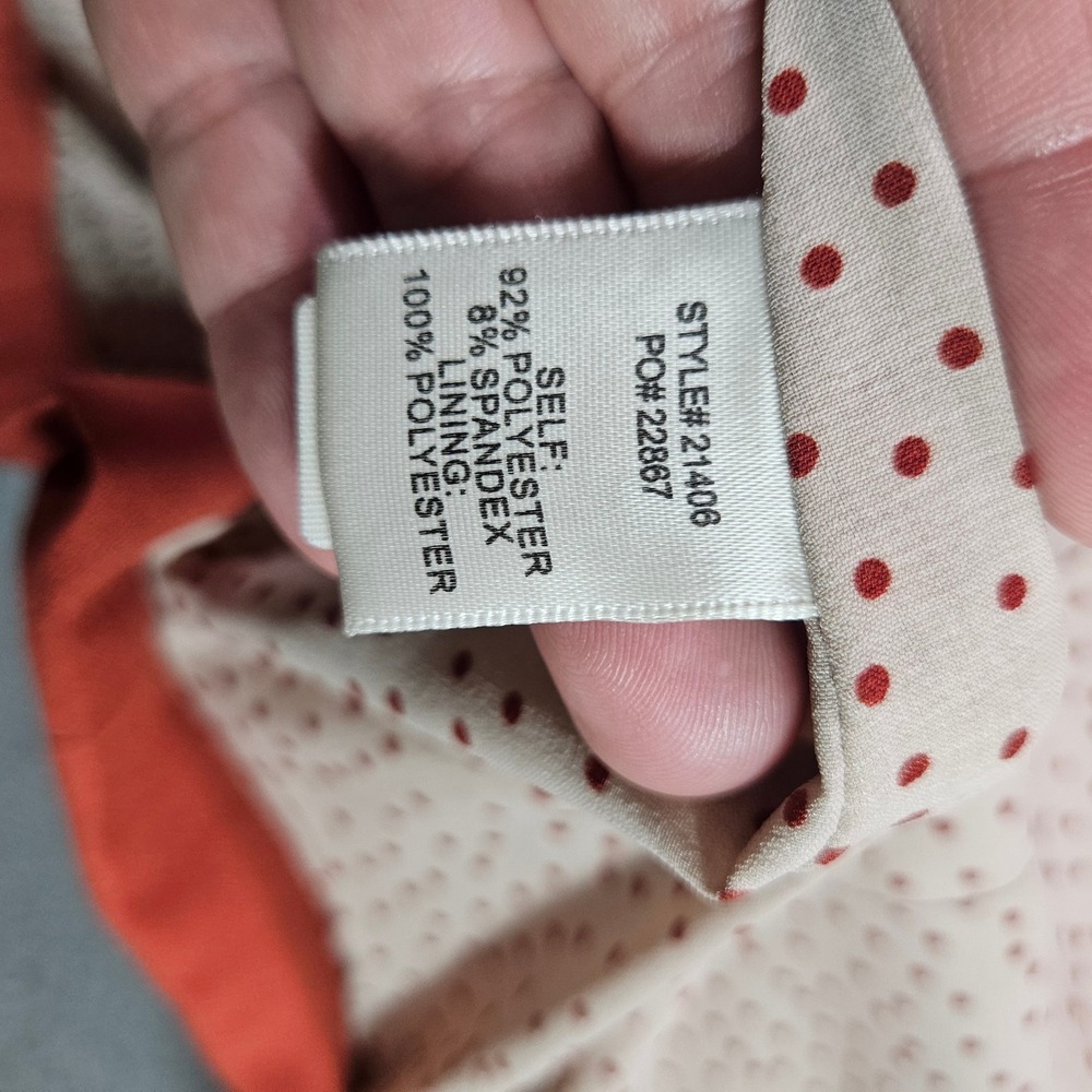 Skies Are Blue Ruched Sleeve Blazer Burnt Orange Polka Dot Lining Womens XL - Picture 5 of 9